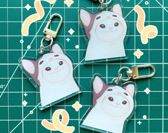 Pop Cat Double Sided Keychain - Clear Acrylic Charm | Cute Accessory