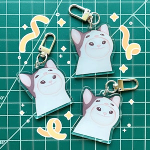 Pop Cat Double Sided Keychain / Clear Acrylic Charm / Cute Accessory