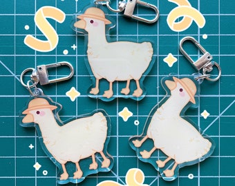 Four Legged Duck Keychain - Clear Acrylic Charm | Cute Accessory