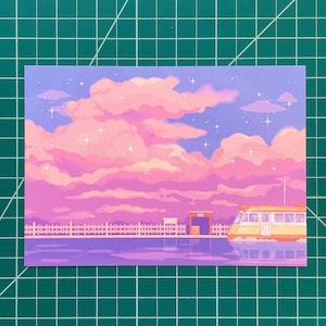Sunset Clouds Landscape Art Print Cute Wall Art 5x7 Postcard image 2
