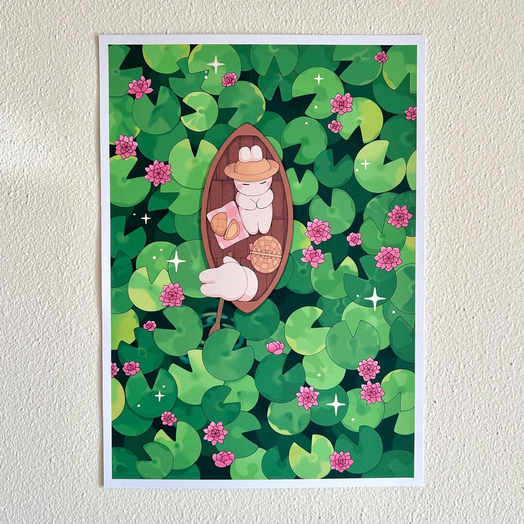 Rabbits in Lily Pads Art Print - 10x14 Poster - Etsy