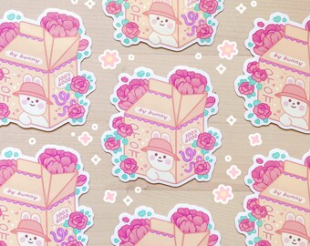 Cute Bunny Milk Carton Clear Sticker - Die Cut Stickers | Laptop, Water Bottle, Planner Stickers