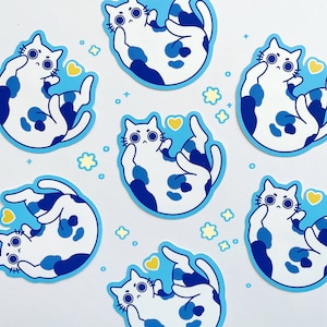 Cute Cat Vinyl Matte Sticker - Die Cut Stickers | Laptop, Water Bottle Stickers