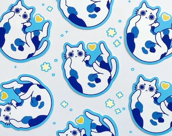 Cute Cat Vinyl Matte Sticker - Die Cut Stickers | Laptop, Water Bottle Stickers