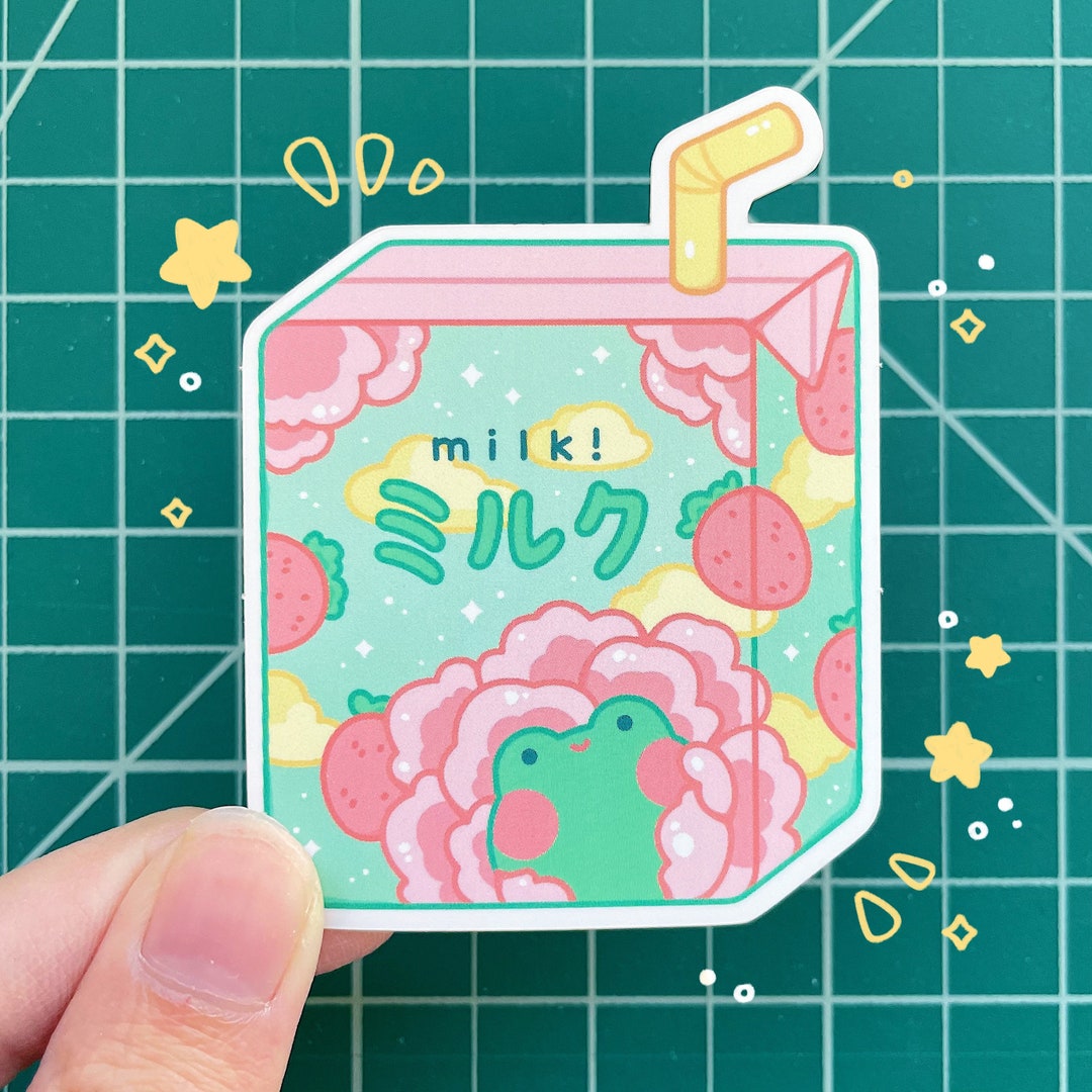 Cute Frog Drink Vinyl Matte Sticker Die Cut Stickers Holographic Laptop ...