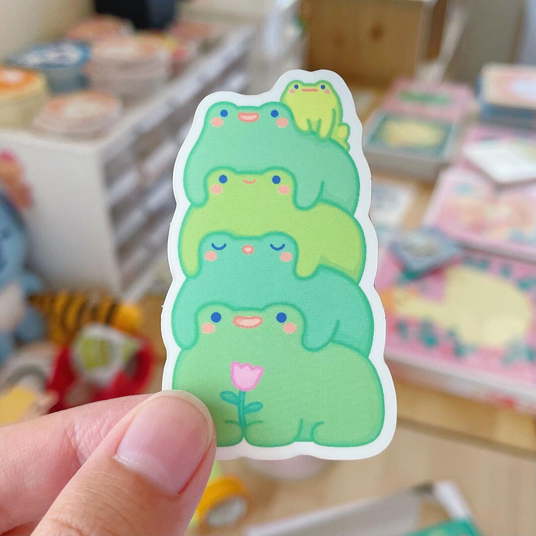 Frog Stack Vinyl Matte Sticker / Waterproof Stickers / Laptop Decal - Etsy