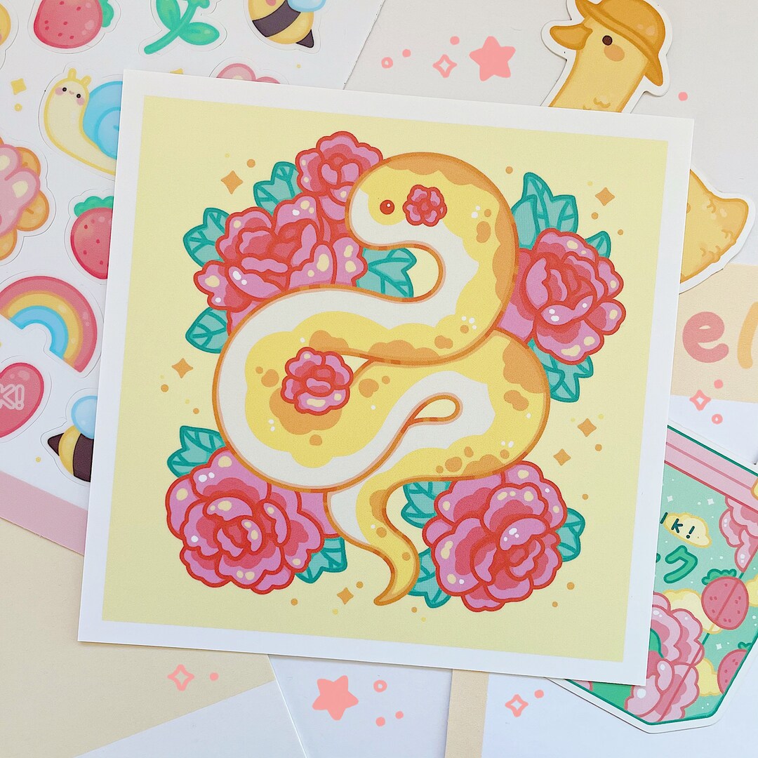 Floral Snake Art Print Cute Wall Art - Etsy