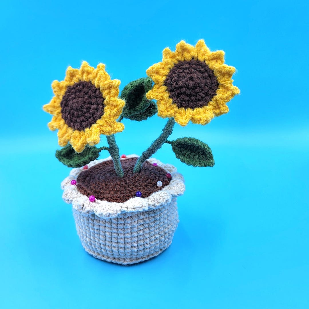 Sunflower in a Pot Crochet PATTERN, Crochet Sunflower Pattern PDF, Mini ...