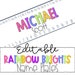 Editable Bright Desk Name Plates and Name Tags for Student 