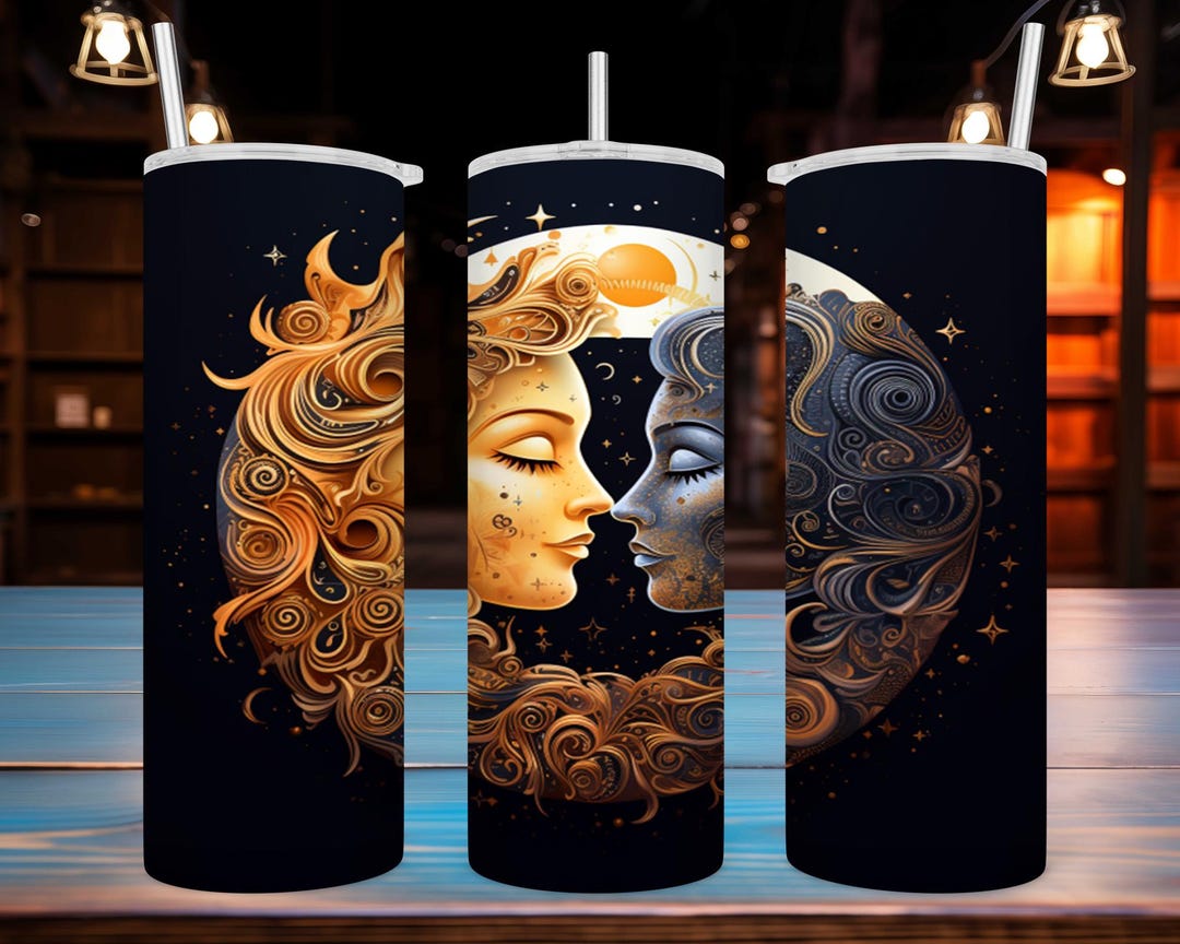20 Oz Skinny Tumbler Wrap • Celestial Sun, Moon and Stars • Sublimation ...