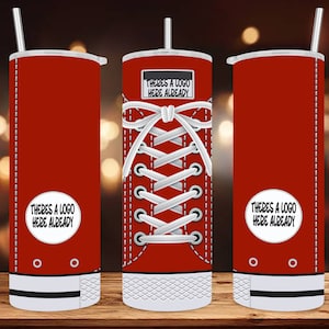 20 oz Skinny Tumbler Shoe Wrap • Red/Chucks •  (Acknowledgement That There is A Logo On Tumbler Already before You Purchase) • PNG File
