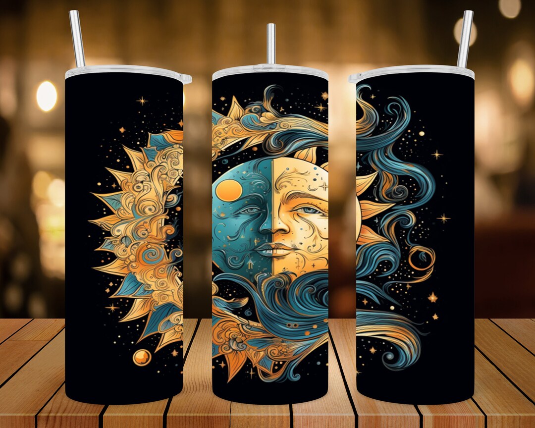 20 Oz Skinny Tumbler Wrap • Celestial Sun, Moon and Stars • Sublimation ...