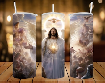 20 oz Skinny Tumbler Wrap • Digital Art/ Jesus Christ/ Heavenly Father • Sublimation Design • PNG file