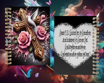 A Beautiful Cross & Verse Journal Cover • Printable Planner Cover • Journal Cover Sublimation, "8x10 ~ 5.75 x 8"  Png Files