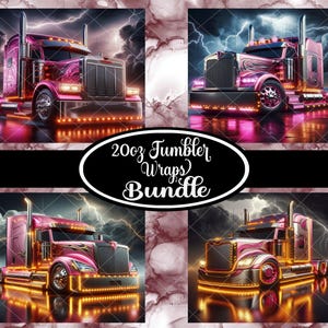 4-Pink Semi Truck Tumbler Wraps | 20oz Skinny Straight Tumbler Wraps ~ Sublimation Design | Ai Images | PNG Files| Digital Downloads ONLY!