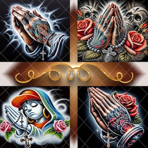 4-20 Oz Skinny Tumbler Wraps • Praying Hands Bundle • Ai Images/ Digital Art • Png Files