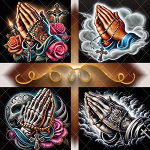 4-20 Oz Skinny Tumbler Wraps • Praying Hands Bundle • Ai Images/ Digital Art • Png Files