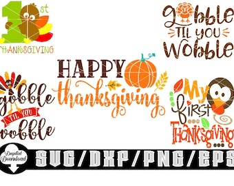 Happy Thanksgiving Bundle/ Layered Digital Downloads for Cricut, Silhouette Etc.. Svg| Eps| Dxf| Png| Files