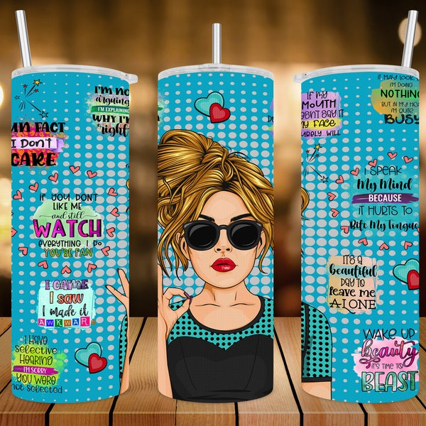 20 oz Skinny Tumbler Wrap • Pop Art Girl • Sublimation Design • PNG file