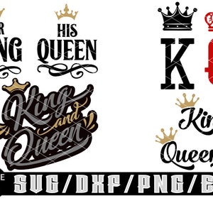 Sa reine / Son roi | Roi et reine / téléchargements numériques en couches pour Cricut, Silhouette, etc. Svg | Eps| Dxf| Fichiers PNG