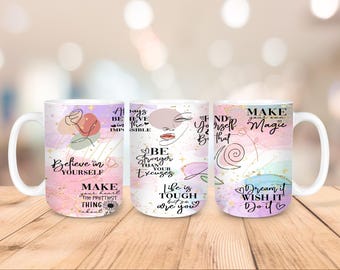 Daily Affirmation • 15oz Mug Sublimation Wrap • Daily Reminders Mug Wrap  • Motivational Mug Wrap  • 2-PNG files-Digital download