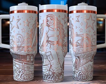 40oz SVG Laser Tumbler Wrap | Lowrider Girl | 40oz Laser Engraving File, Tumbler Laser Design | (Digital Download Only!)