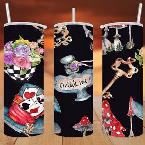 20 oz Skinny Tumbler Wrap  • Alice In Wonderland Drink Me  • Sublimation Design • PNG file