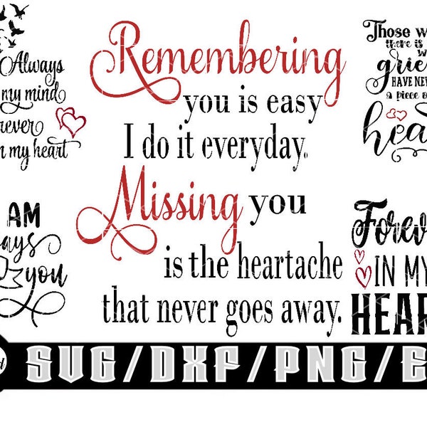 Memorial Bundle | Always On My Mind | Forever In My Heart | I Am Always with You | Layered Digital Downloads Png/Svg/ Eps/ Dxf Files