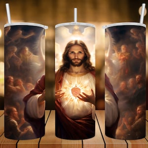 20 oz Skinny Tumbler Wrap • Digital Art/ Jesus Christ/ Heavenly Father • Sublimation Design • PNG file