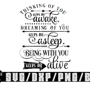 Thinking of you me tient éveillé / Téléchargements numériques en couches pour Cricut, Silhouette, etc. Svg | Eps| Dxf| png| Fichiers