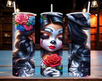 20 oz Skinny Tumbler Wrap • Cute Chibi Mime Girl • Digital Art/ Ai Image • Sublimation Design • PNG file