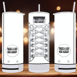 20oz Skinny Tumbler Shoe Wrap • White/Chucks • (Acknowledgement That There is A Logo On Tumbler Already before You Purchase) • PNG File