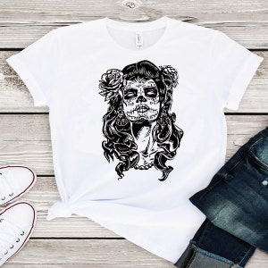 Dia De Los Muertos Girl / Téléchargements numériques en couches pour Cricut, Silhouette, etc. Svg | Eps| Dxf| Fichiers PNG