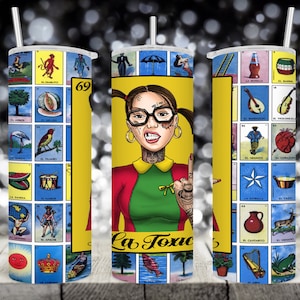 Papier d'emballage fin pour verre, 20 oz • Loteria~ La Toxica • Motif sublimation • Papier d'emballage PNG