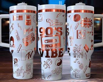 40oz Laser Engraved 90's Vibe • Full Wrap Design for 40oz Tumbler • I Love The 90's • 40oz Laser File SVG Design • Digital Download Only!
