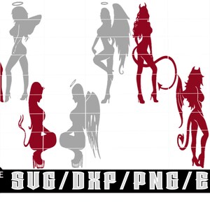 Paquete de diablo o ángel/ Descargas digitales en capas Incluye archivos para Cricut, Silhouette, etc. SVG/EPS/DXF/PNG