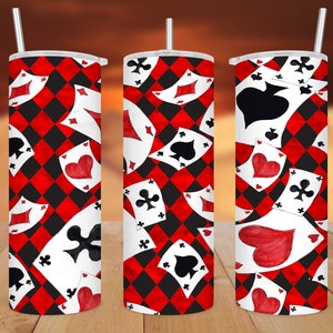 20 oz Skinny Tumbler Wrap  • Alice In Wonderland Cards  • Sublimation Design • PNG file