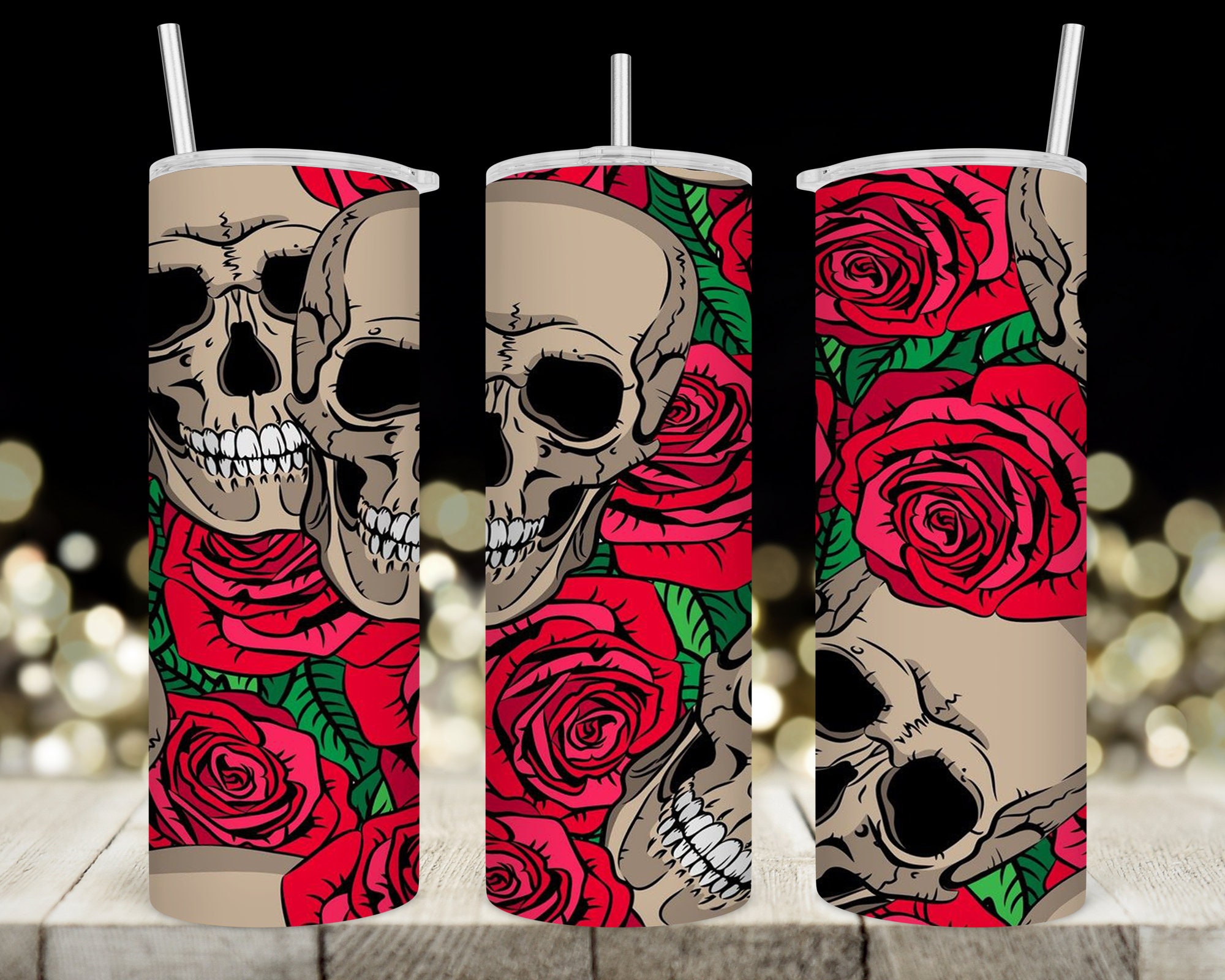 Halloween Tumbler - Sugar Skull Roses Tumbler, Roses Skull Gifts, Skull  Tumbler With Straw, Skull Day Of