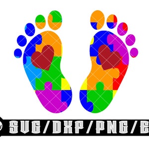 Little Feet /Autismo/ Downloads digitais em camadas para Cricut, Silhouette etc.. Arquivos Svg| Eps| Dxf| Png