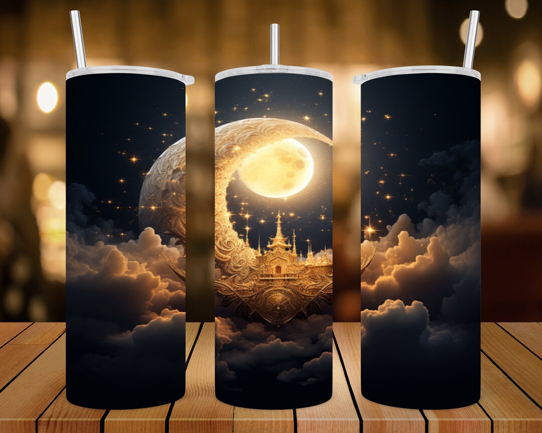 20 Oz Skinny Tumbler Wrap Celestial Sun, Moon and Stars Sublimation ...