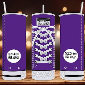 20 oz Skinny Tumbler Shoe Wrap • Purple/Chucks •  (Acknowledgement That There is A Logo On Tumbler Already before You Purchase) • PNG File