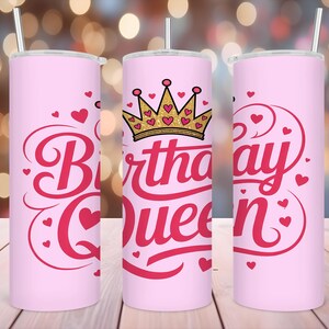 Birthday Queen • 20 Oz Tumbler Wrap • PNG Sublimation Design • Ai Digital Art • Instant Digital Download •Shirt Design