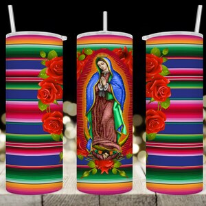 Envoltorio para vaso delgado de 20 oz • Virgen de Guadalupe • La Virgen María • Diseño de sublimación • Envoltorio PNG