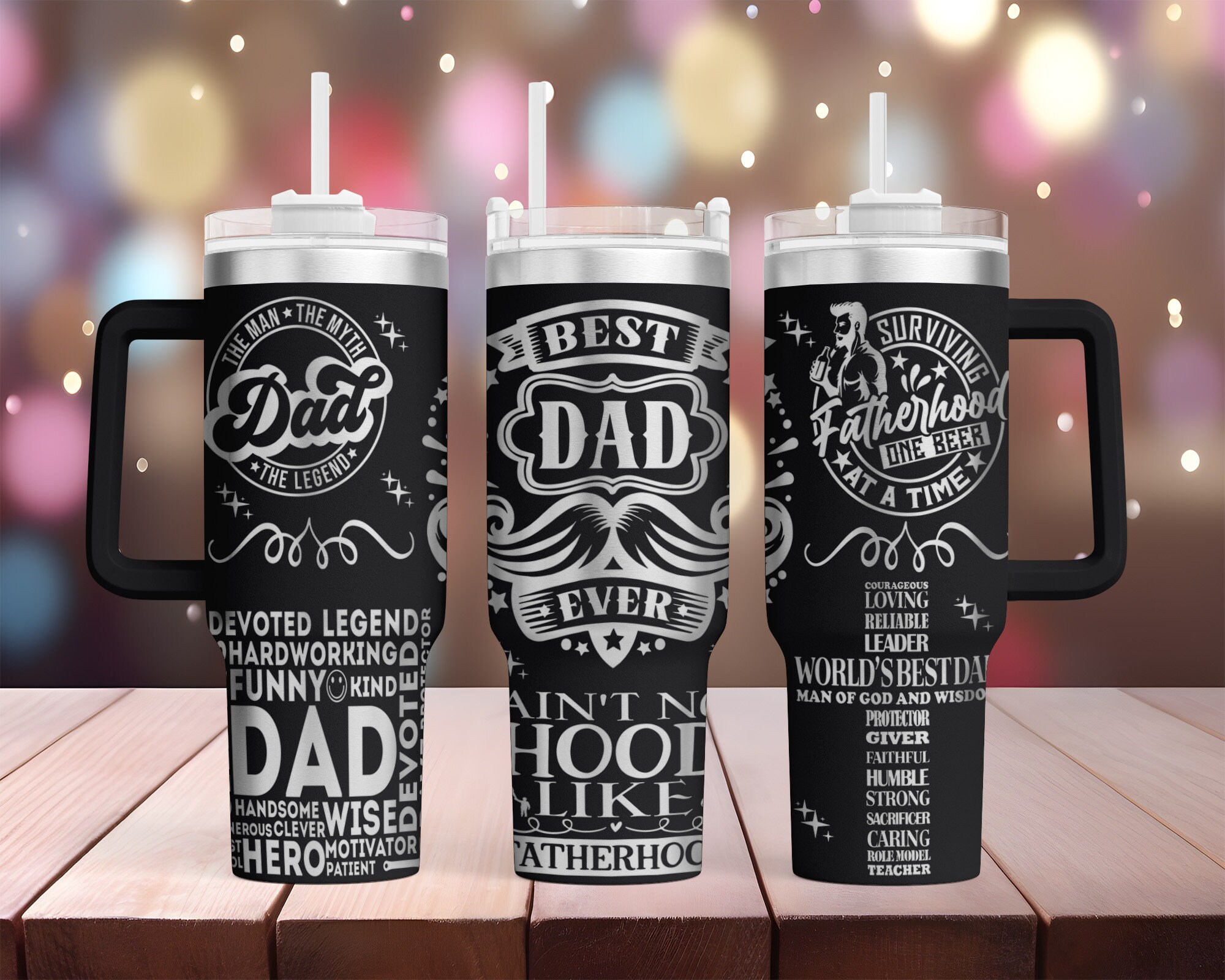 Father's Day • 40oz Laser Engraved Tumbler Wrap • Best Dad Ever • 40oz ...