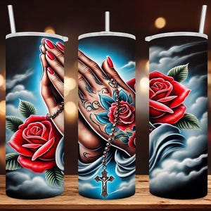20 Oz Skinny Tumbler Wraps • Praying Hands • Ai Images/ Digital Art • Png Files