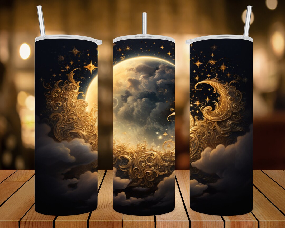 20 Oz Skinny Tumbler Wrap • Celestial Sun, Moon and Stars • Sublimation ...