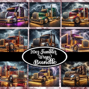 9-Semi Truck Tumbler Wraps | 20oz Skinny Straight Tumbler Wraps ~ Sublimation Designs | Ai Images | PNG Files | Digital Downloads ONLY!