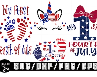 4th Of July Bundle / My First Fourth of July / 4th Of July Unicorn/ Layered Digital Downloads Includes Svg| Eps| Dxf| Png| Files