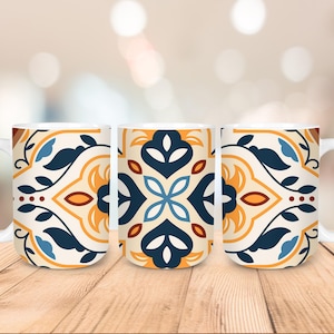 Mexican Talavera •  15oz Mug Sublimation Wrap • Colorful Mexican Folk Art • 1-PNG File -Digital download