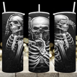 20 oz Skinny Tumbler Wrap • Hear No Evil, Speak No Evil, See No Evil Wrap• Sublimation Design • PNG file